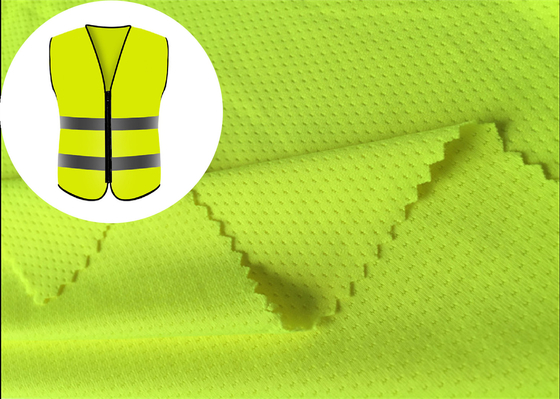 100% Polyester Fluorescent Material Fabric High Visibility For Worker Wear